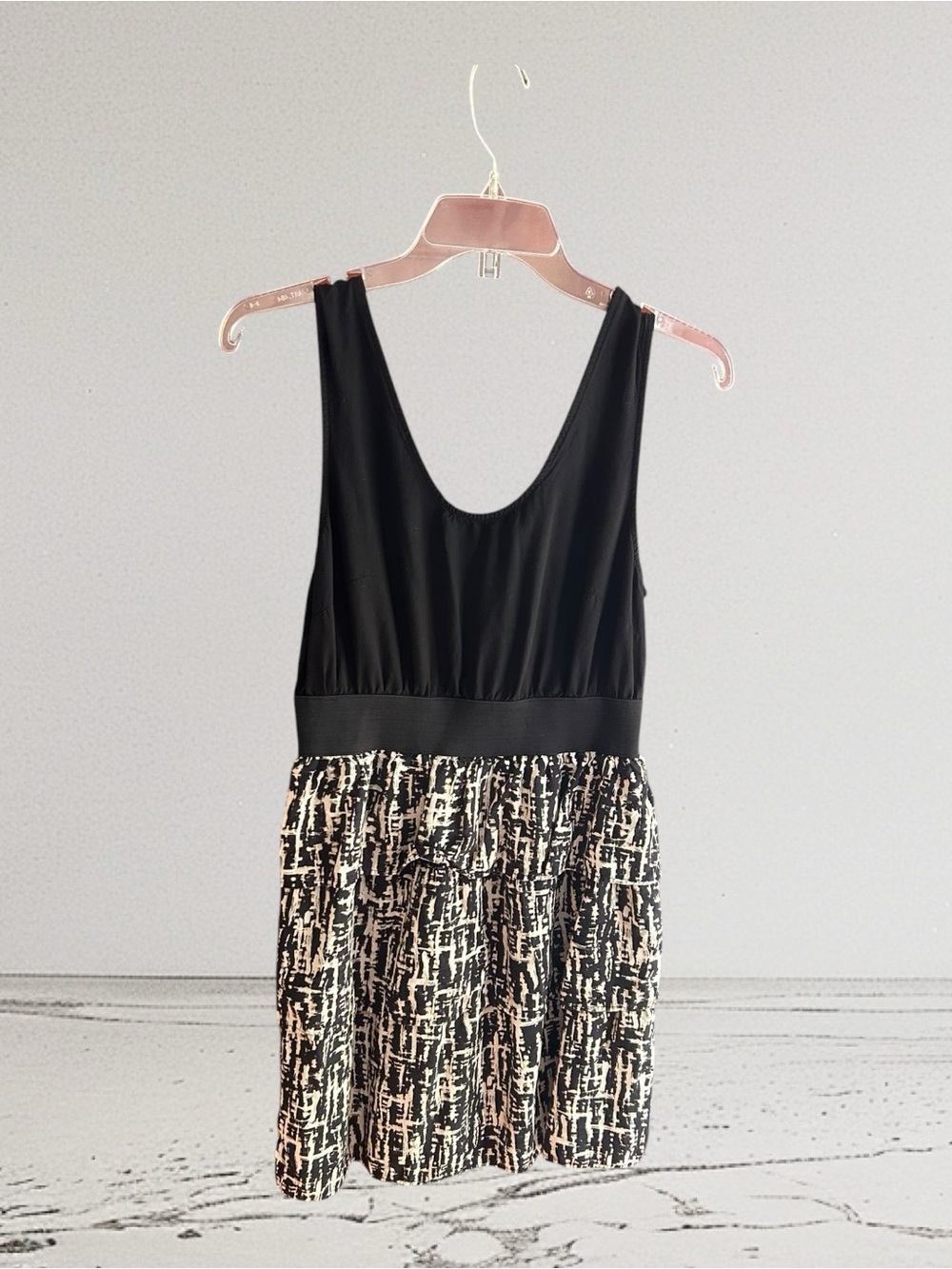 Mossimo Supply Co. black tank top printed tiered bottom dress Size M